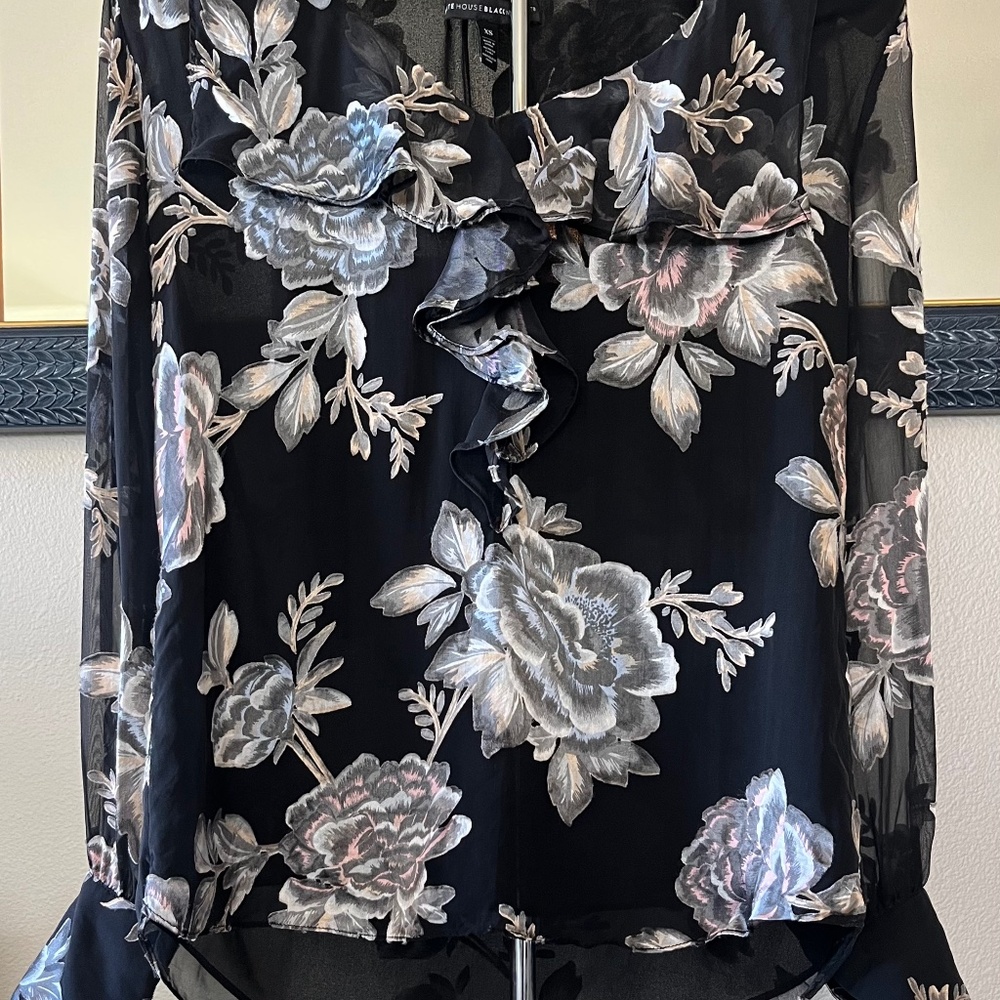 WHBM Sheer Floral Blouse